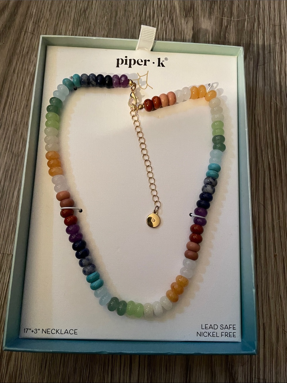 Piper Rainbow Gemstone Beaded Necklace with Gold Accent